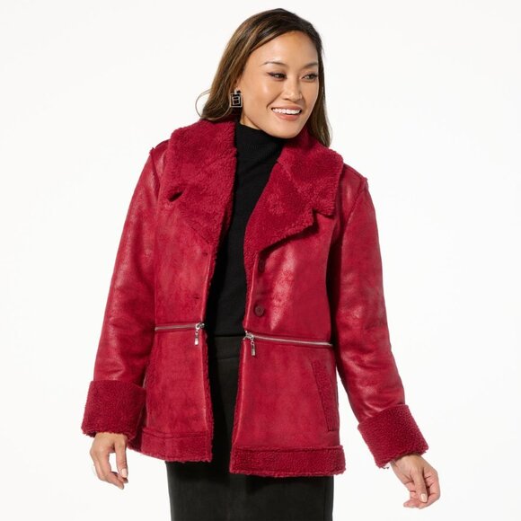 GREY Jhoan Sebastian Grey 2 in 1 Shearling Faux Leather Jacket Size Medium Black - Picture 6 of 7